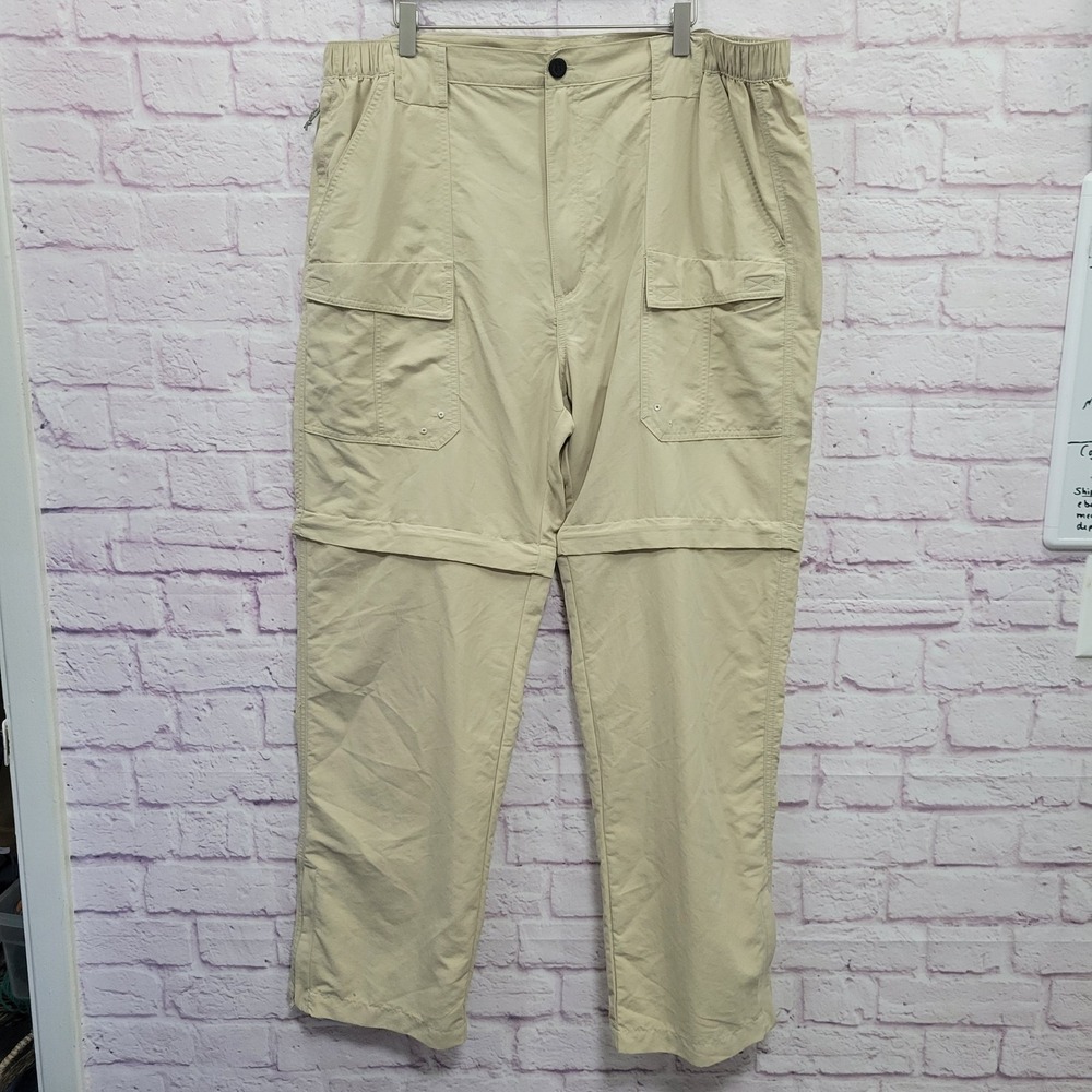 World Wide Sportsman Convertible Cargo Pants Mens XL Tan Hiking Fishing Utility